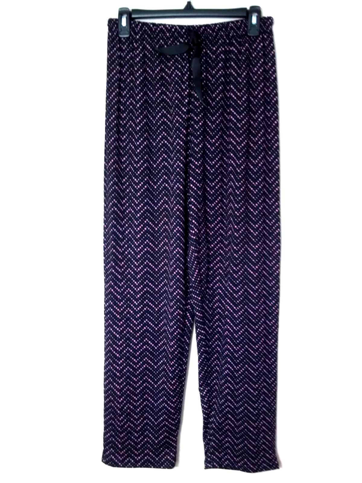 Mayfair Size L-30-34 Waist, Lounge/Sleep Pants Black & Pink Herringbone Pattern