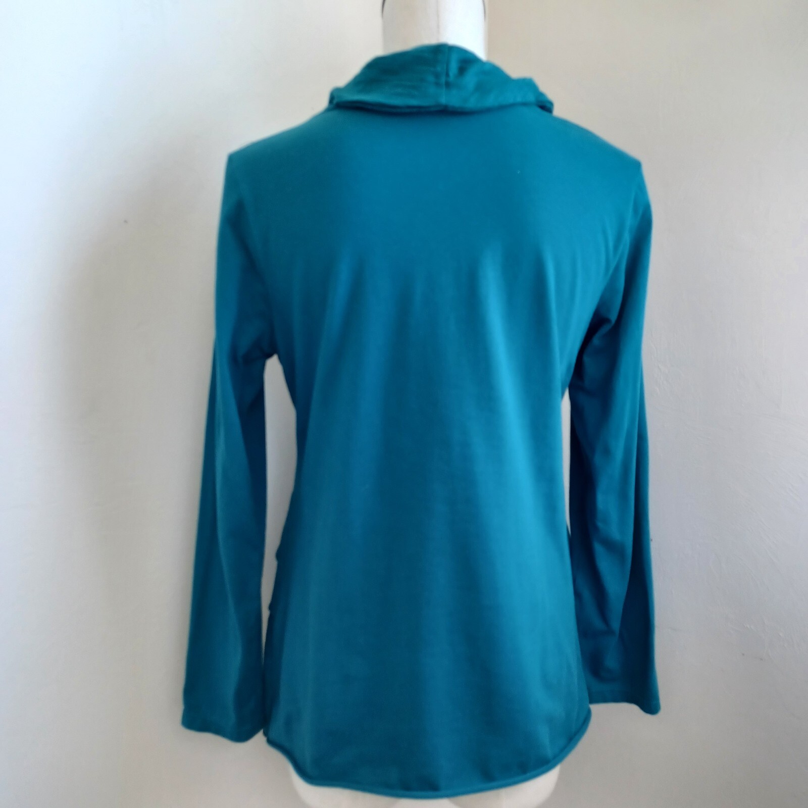 Soft Surroundings Top Womens Small Layered Cowl Neck Pullover Tee Shirt Teal