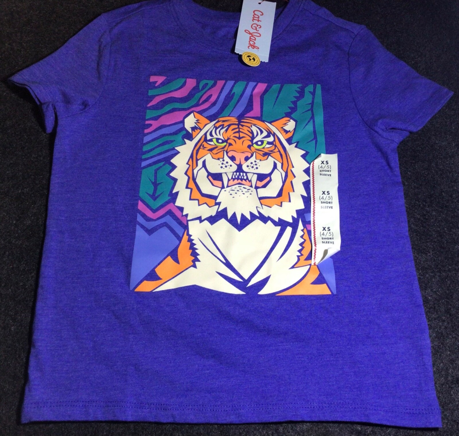 NWT Cat & Jack Short Sleeve T-Shirt Jungle Tiger Blue Sizes XS (4/5) – XL (14)