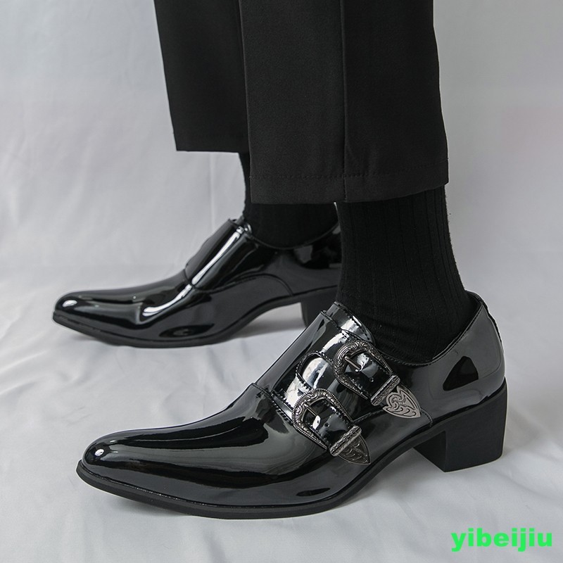 Mens Patent Leather Double Monk Strap Party Pointy Toe Shoes Business Oxford New