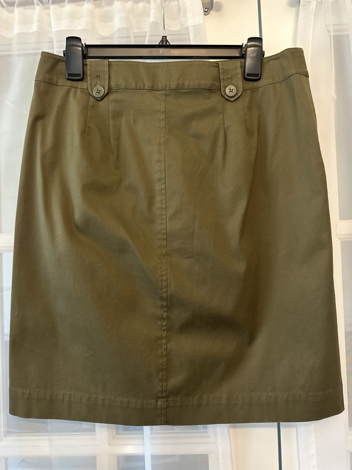 Talbots Olive Green Utility Button Front Cotton Stretch Skirt Women Size 6 NWT