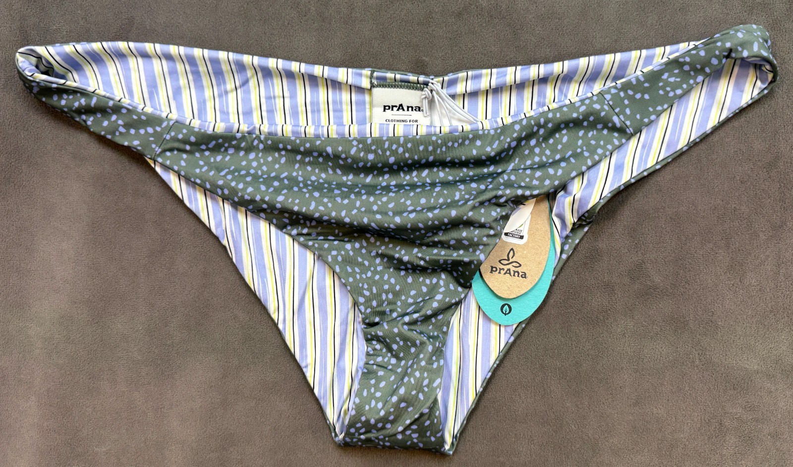 NWT $55 prAna ELINA REVERSIBLE SWIM BOTTOM IN ARMY SPOTS SZ S SMALL
