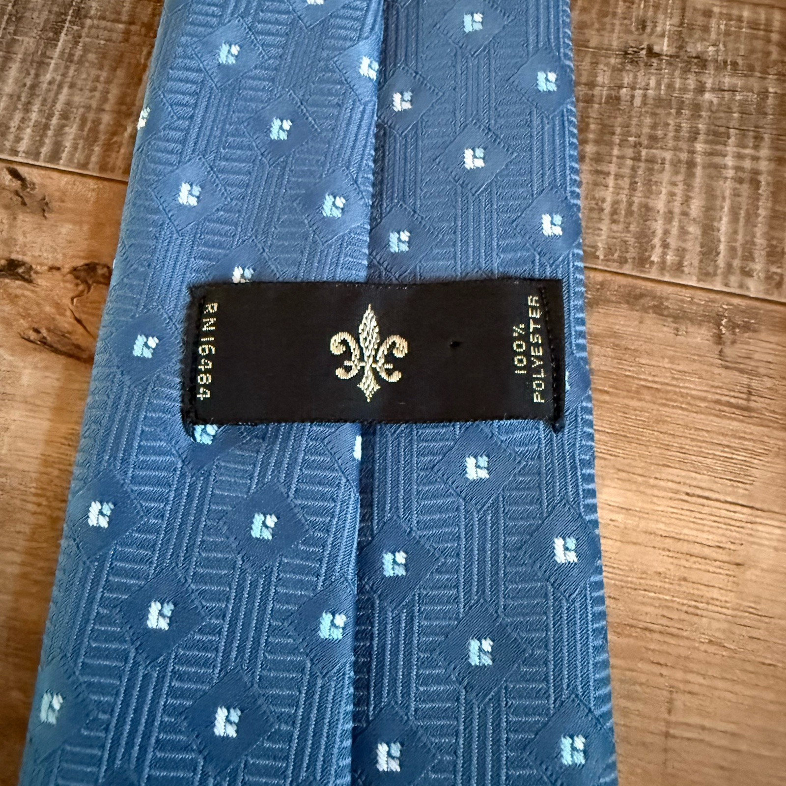 Blue Light Blue Geometric Woven Men’s Tie 100% Polyester Classic 57-60″ One Size