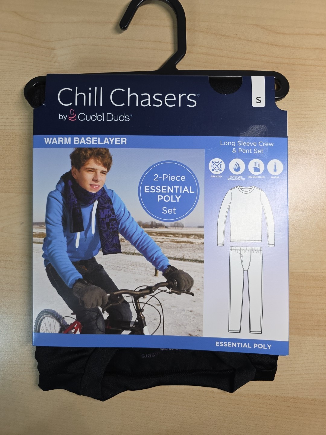 Chill Chasers by Cuddl Duds Warm Baselayer Black Crew and Pant Set Size S 6/7