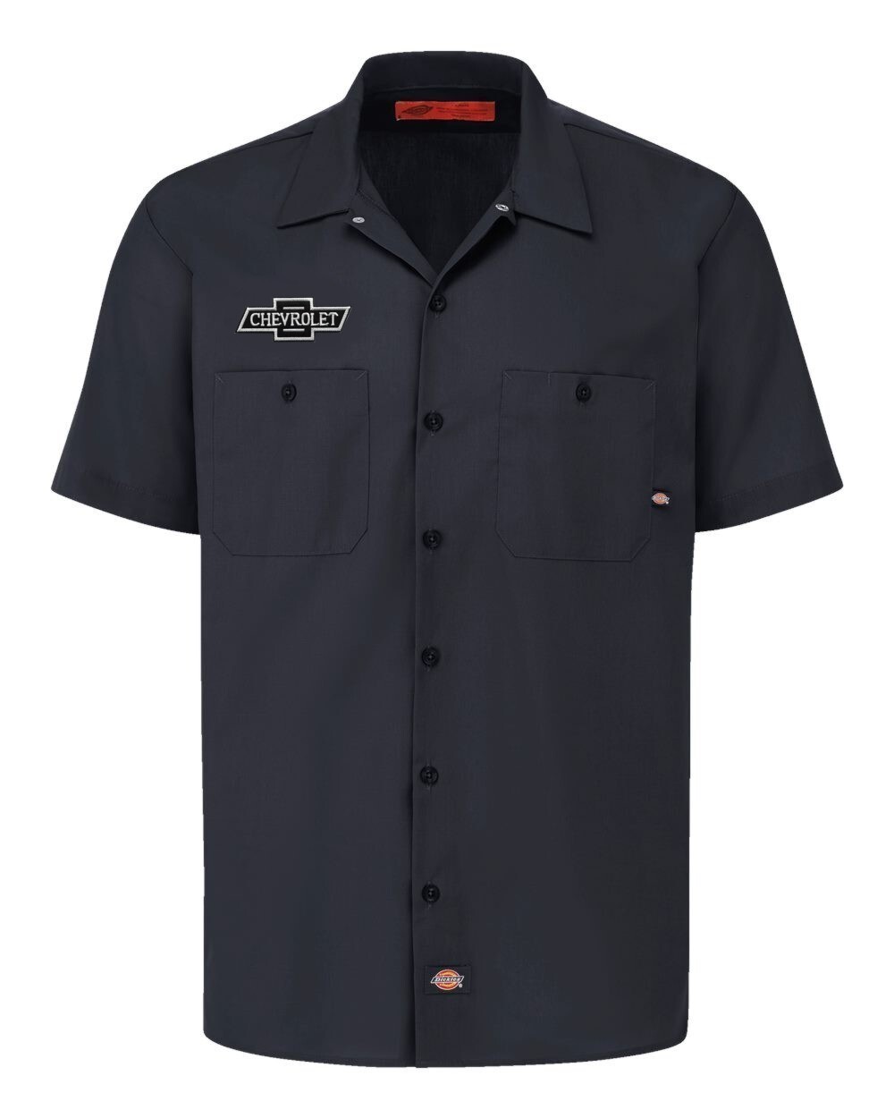 CHEVROLET Retro Bowtie Patch DICKIES Short Sleeve Work Shirt Classic CHEVY S-5X