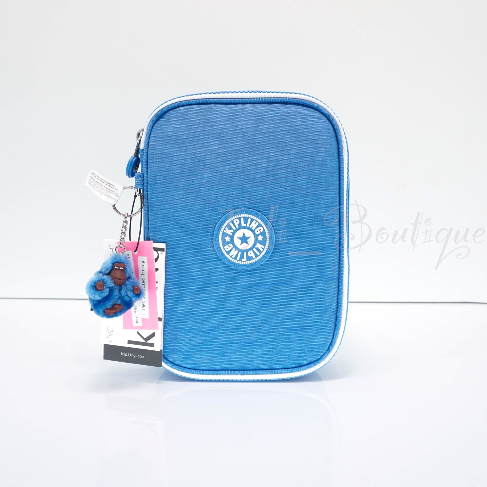 Kipling 100 Pens Case Pencil Accessory Box Polyamide AC3657 Bouncy Blue NWT $54