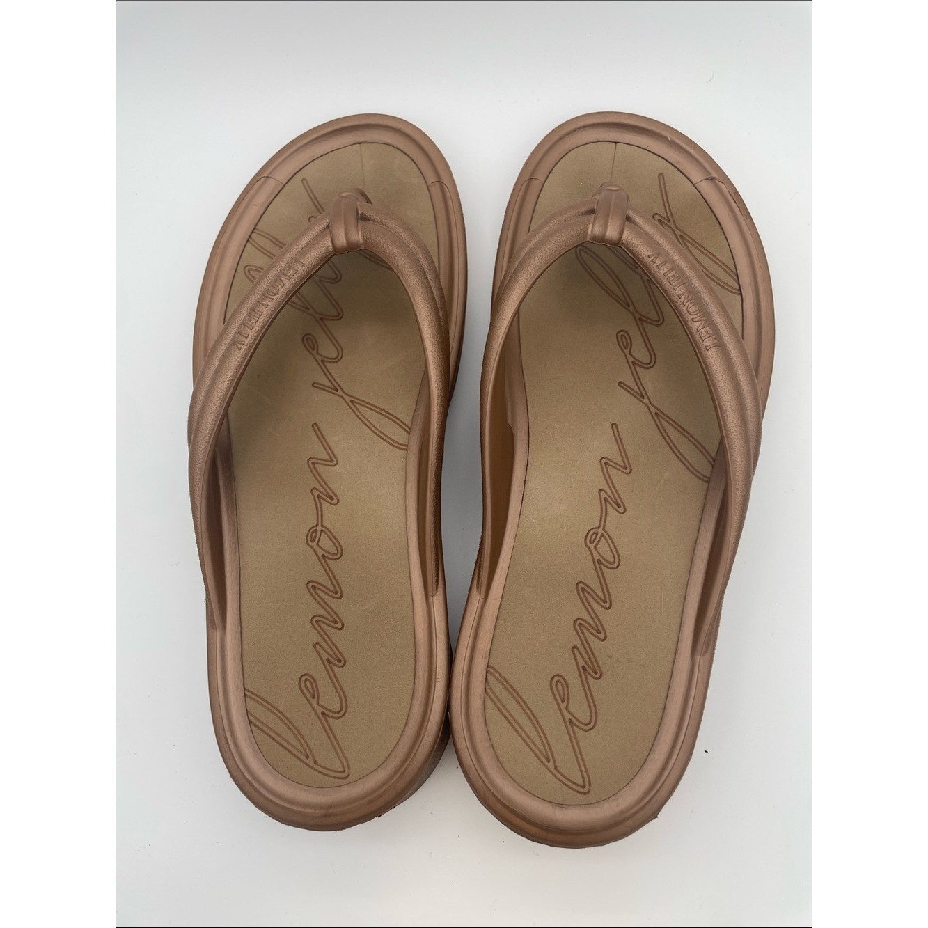 Lemon Jelly Metallic Bronze Flip Flop Sandals thongs 38