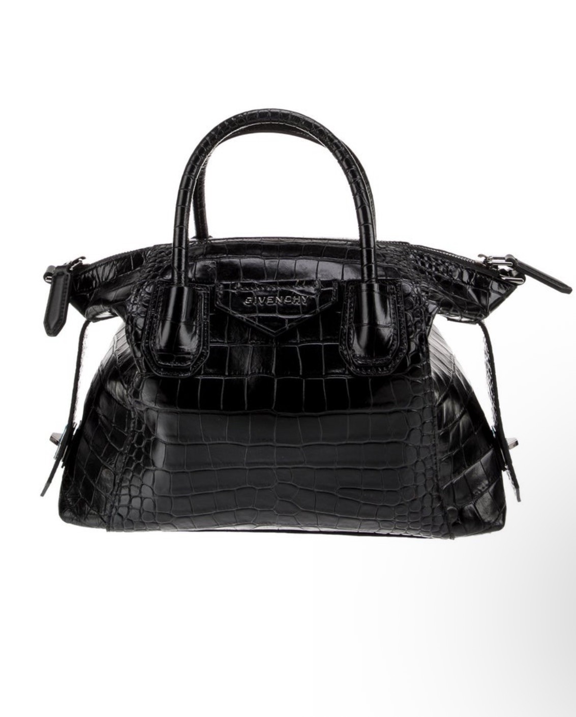⚡️Givenchy Small SOFT Antigona CROCODILE-Embossed Satchel BLACK Leather Bag⚡️