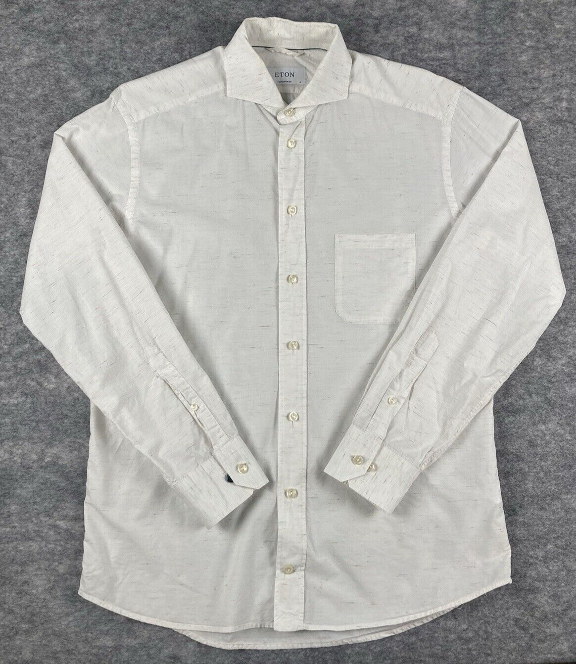 Eton Mens Shirt M Contemporary Fit Color Flash White Cutaway Collar Long Sleeve