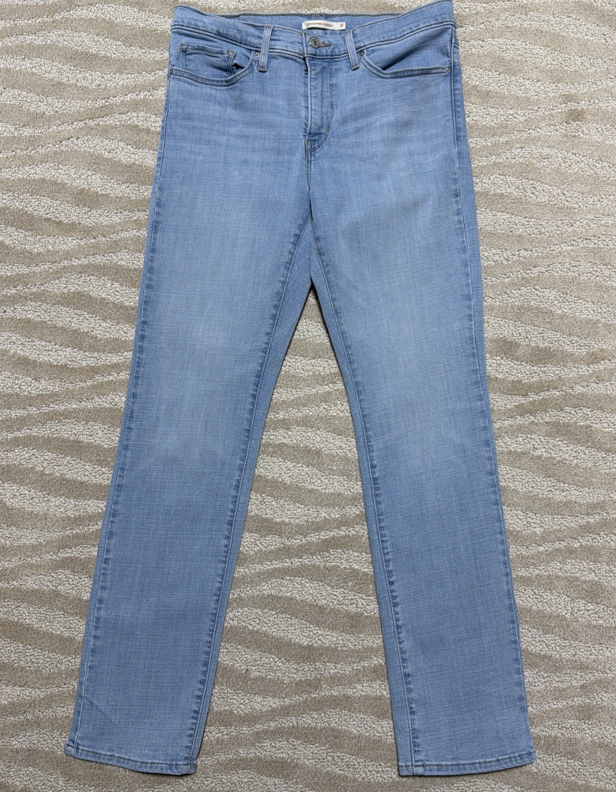Levi’s 314 Shaping Straight Jeans Womens 31 Blue Denim Stretch Light Wash Excell