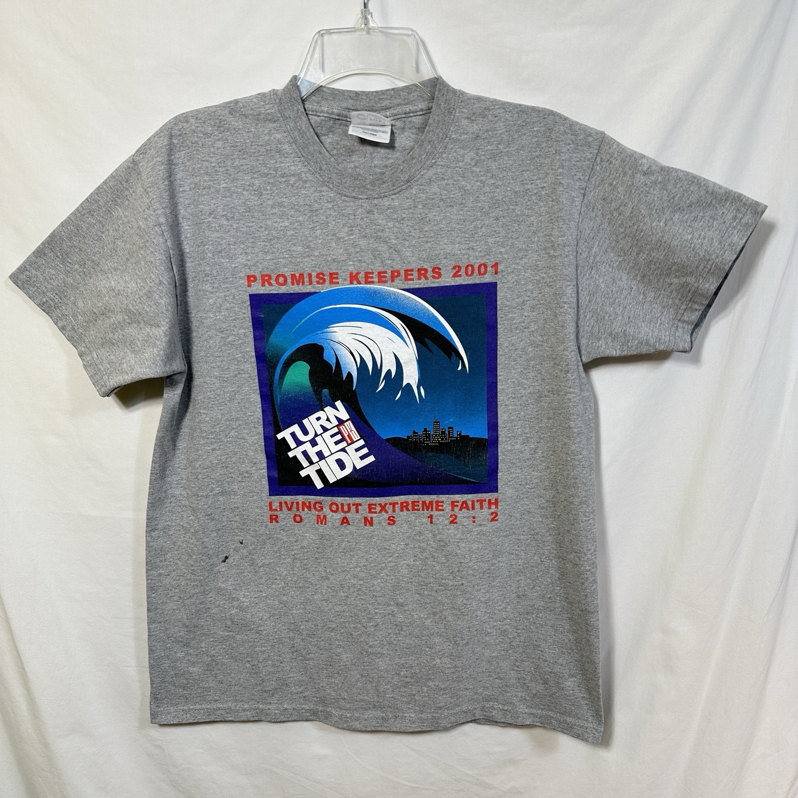 Vintage Promise Keepers 2001 Medium Distressed T-Shirt Turn the Tide Surf Y2K M