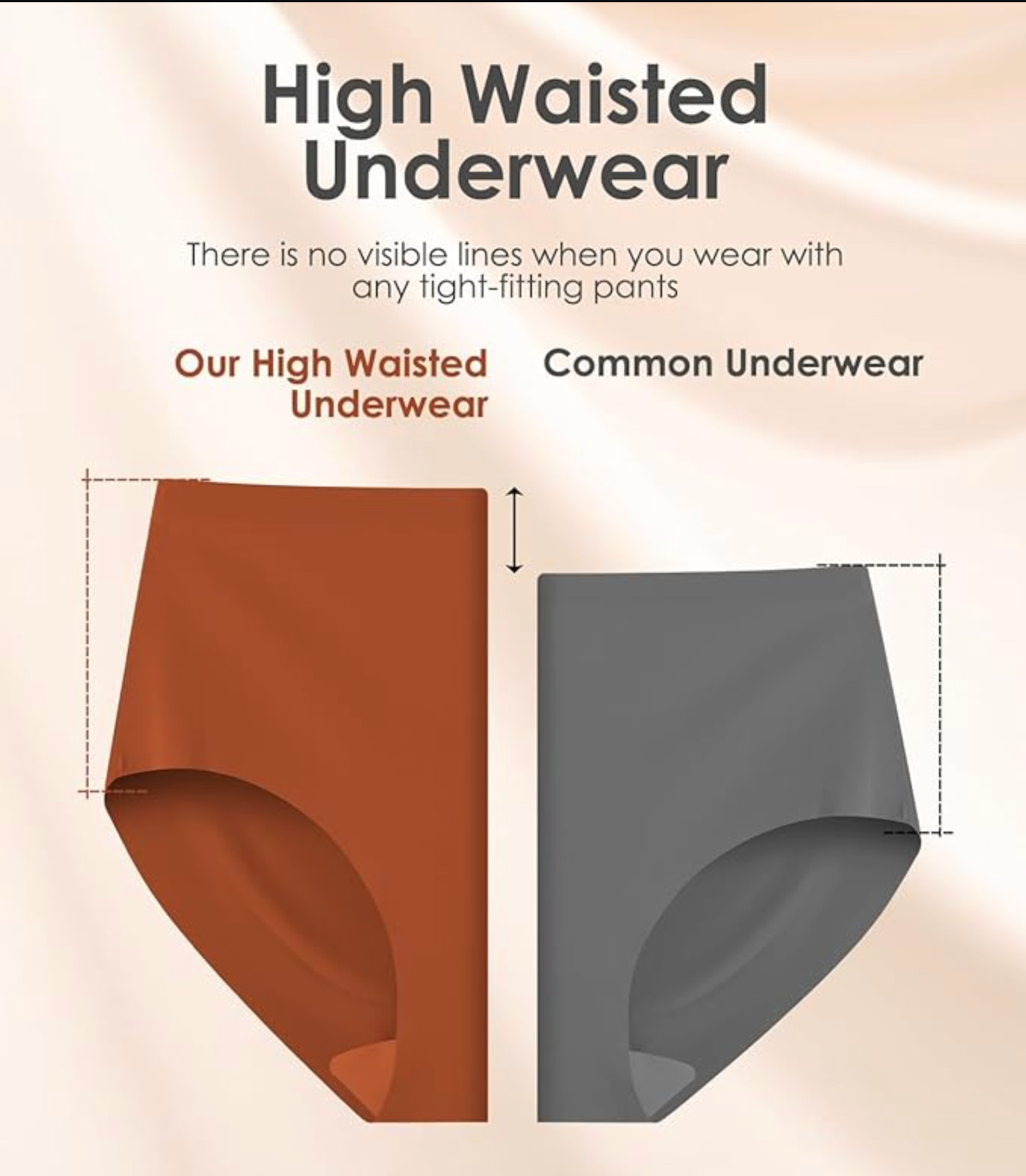 Seamless Womens High Waisted Underwear No Show Briefs Stretch Panties 6Pk