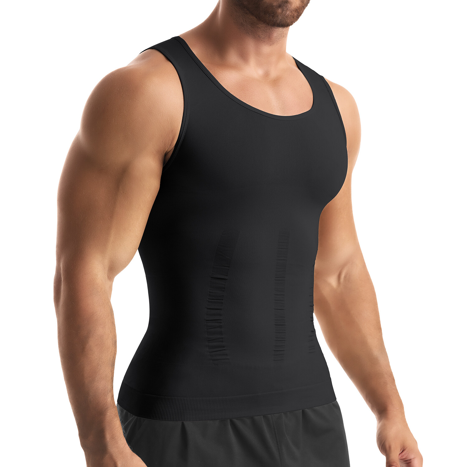 3 Pack Mens Compression Shirt Slimming Body Shaper Vest Tummy Control Shapewear