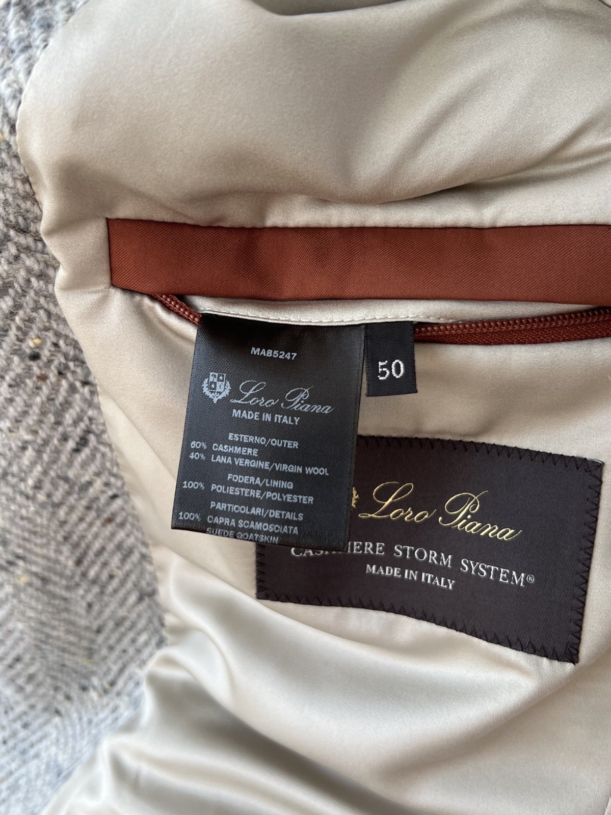 Loro Piana Martingala Cashmere Storm System Knit Gray Coat Jacket Men’s 50