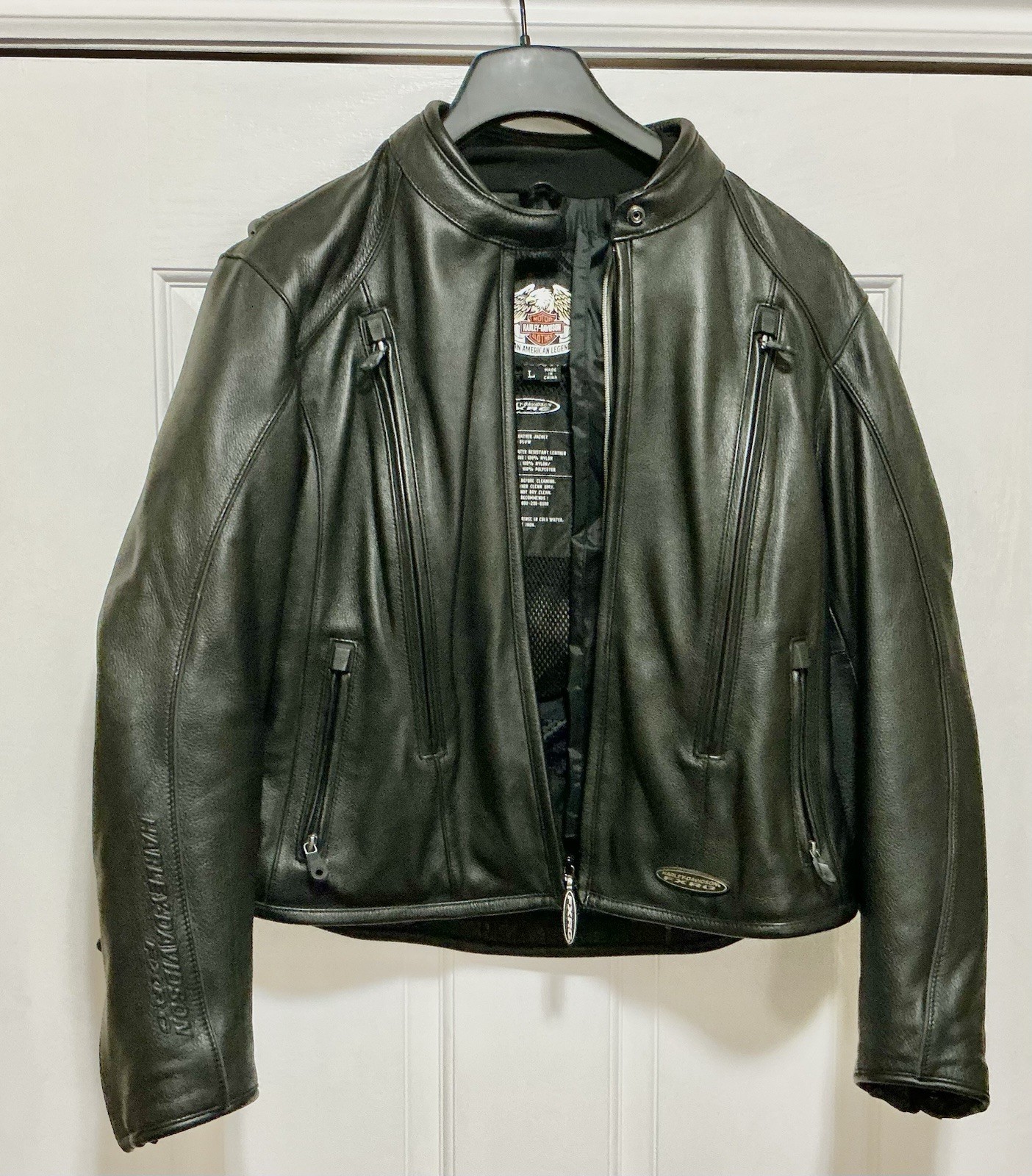 ✅Harley Davidson Women’s FXRG Black Leather Padded Motorcycle Jacket Large 12-14