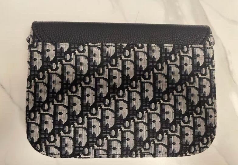 Christian Dior Monogram Clutch Bag w/ Buckle Logo Accents Black Gray Women