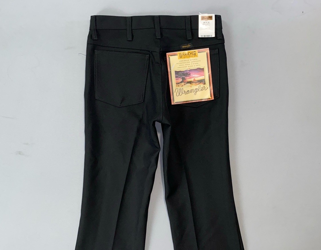 Wrangler Vintage Rancher Boot Jeans Easy Care Polyester Pants. Black, 28X32. NWT