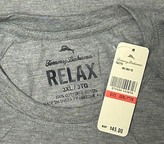 $45 TOMMY BAHAMA Heather Grey SAIL’S TEAM Relaxed Fit Short Sleeve T-shirt NWT
