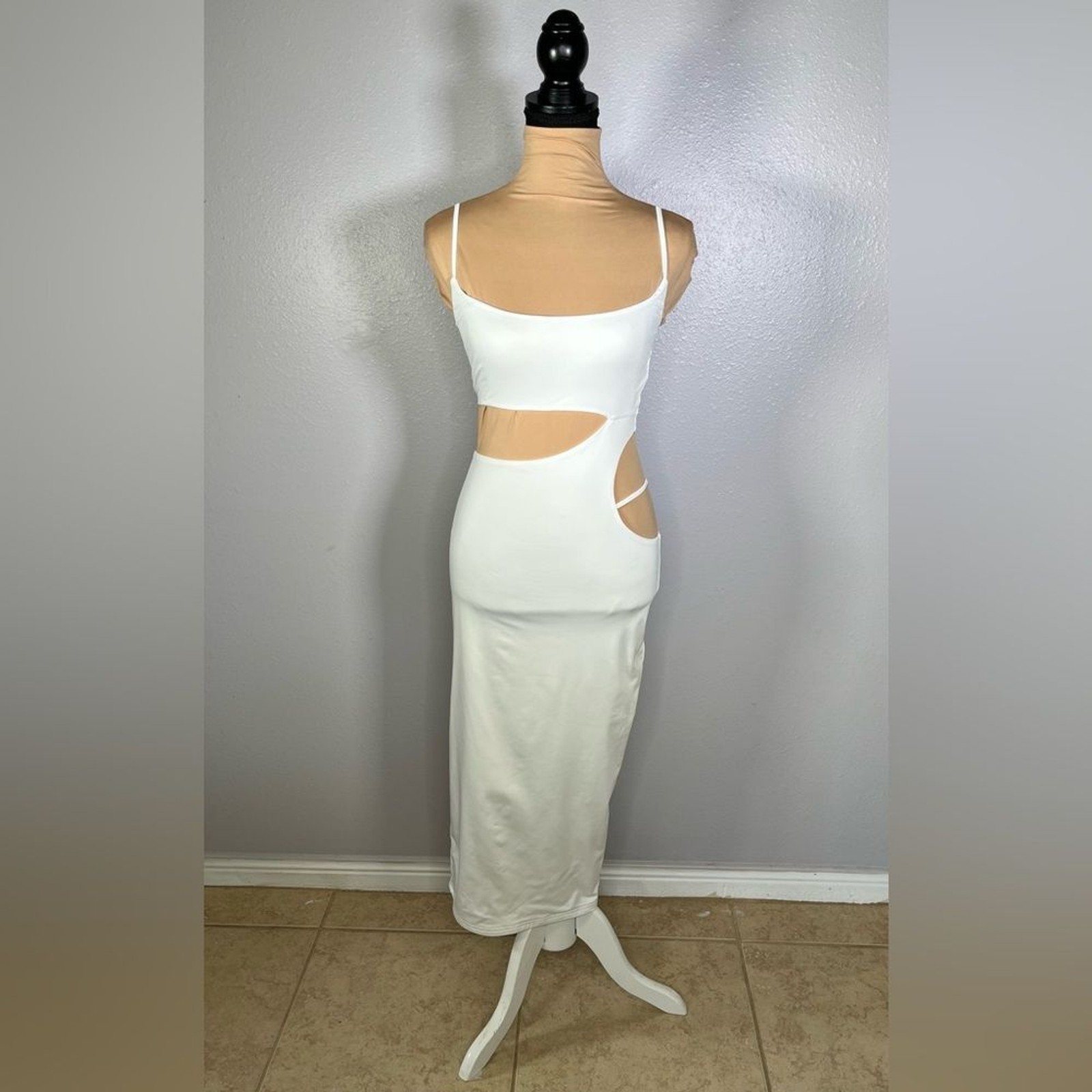White waist cut out bodycon midi dress XS | sexy night out club vacation party