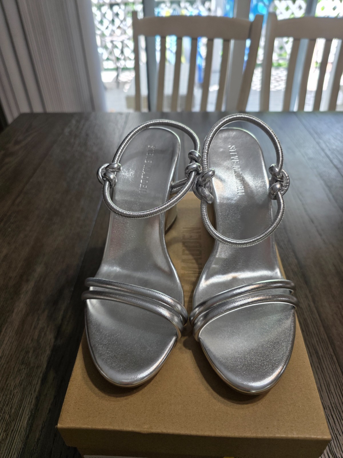 Silver Steve Madden Heals with Ankle Strap | Womens 9 | New with Box