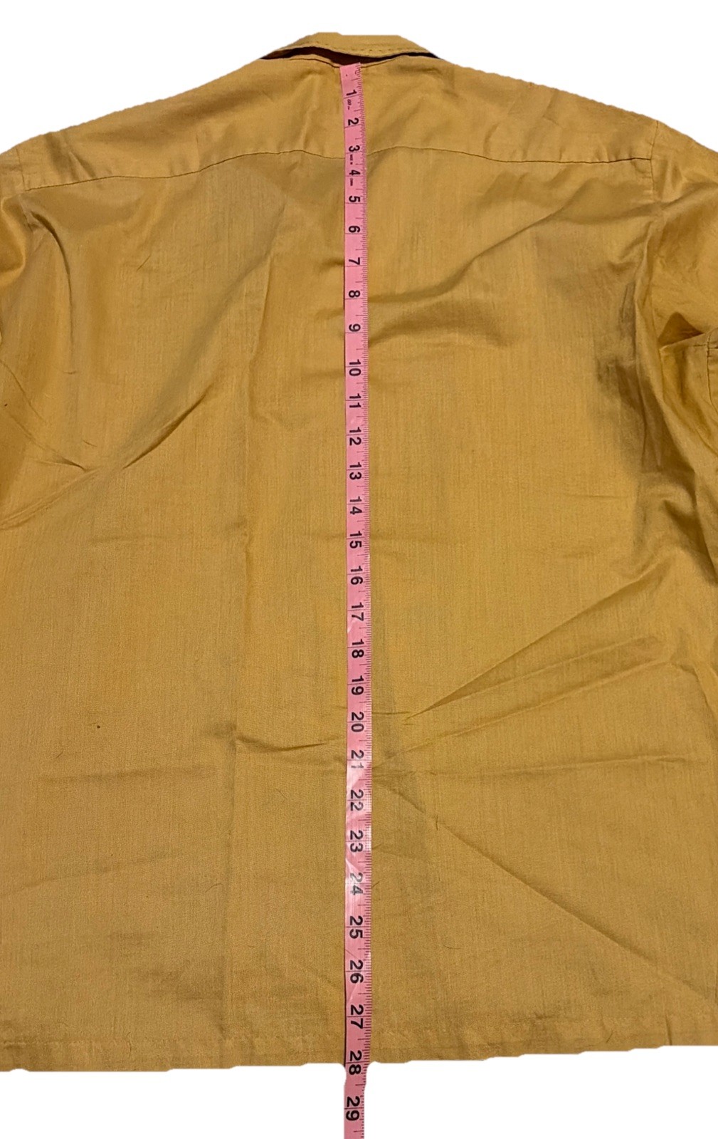 Vintage 60s National Button Up Shirt L Ever Press Gold Long Sleeve Dacron Cotton