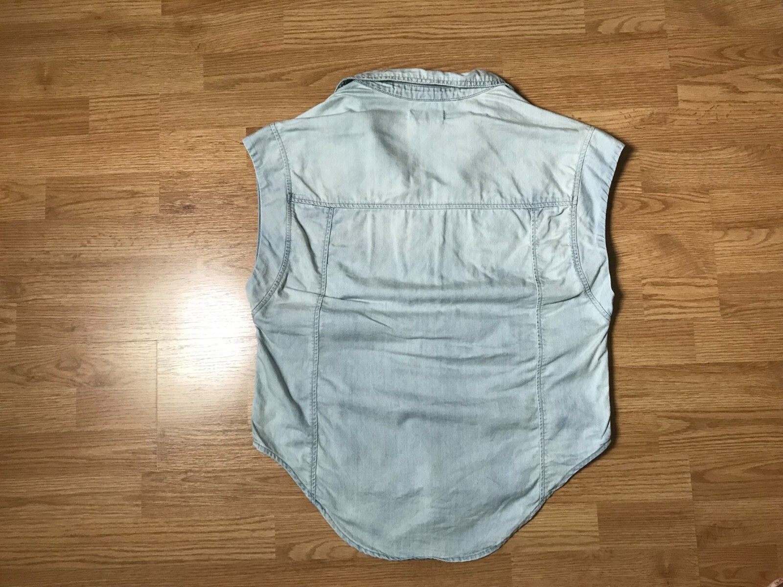 Blanknyc Chambray Shirt Womens S Lace Up Collared Flap Pockets Distressed