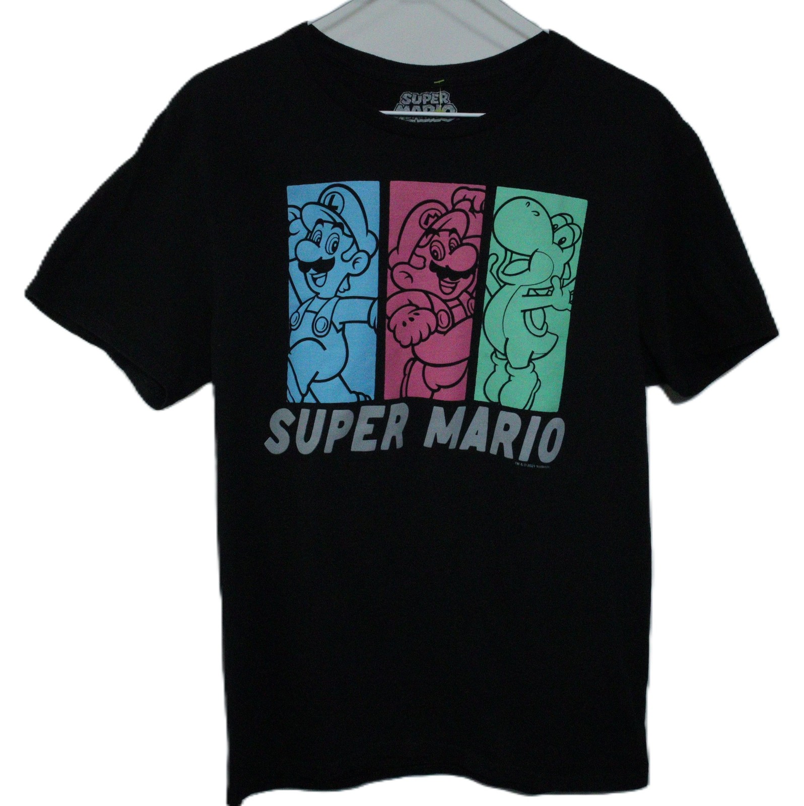 Super Mario T-Shirt Men’s M Black Graphic Nintendo Short Sleeve Cotton T0413