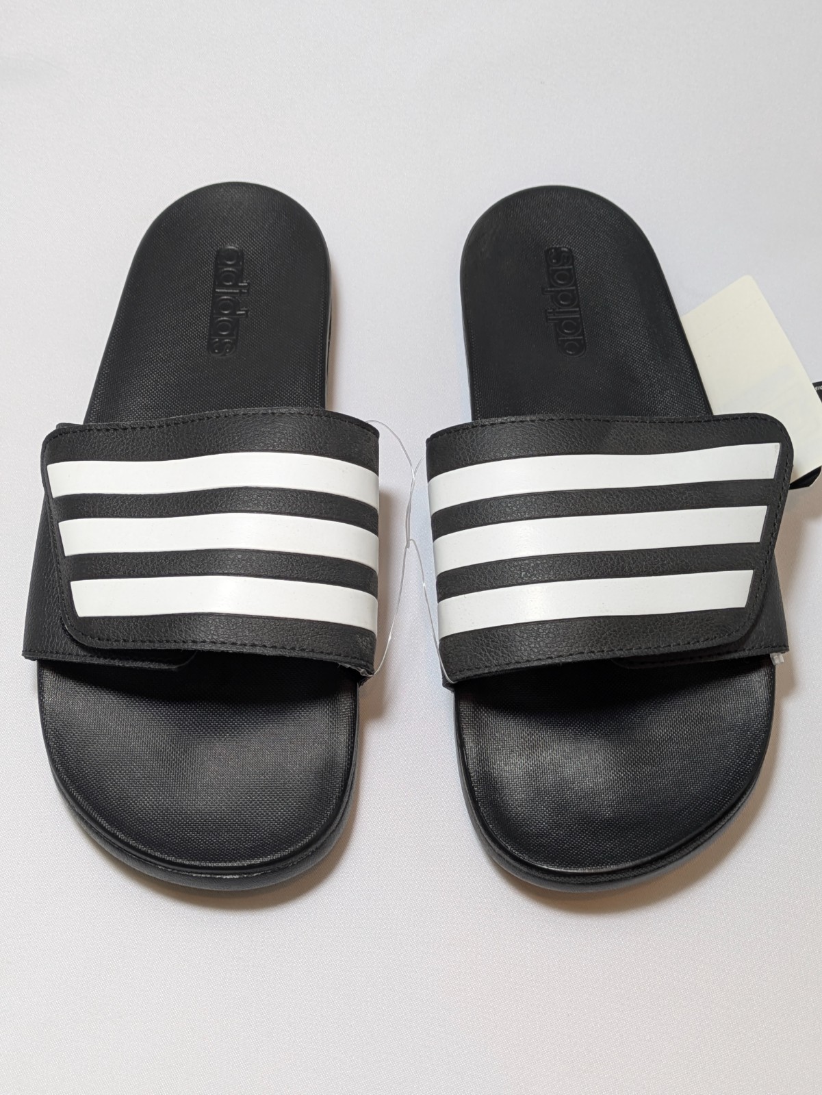 adidas Adilette Comfort ADJ Adjustable Men’s Slides Black White Striped New