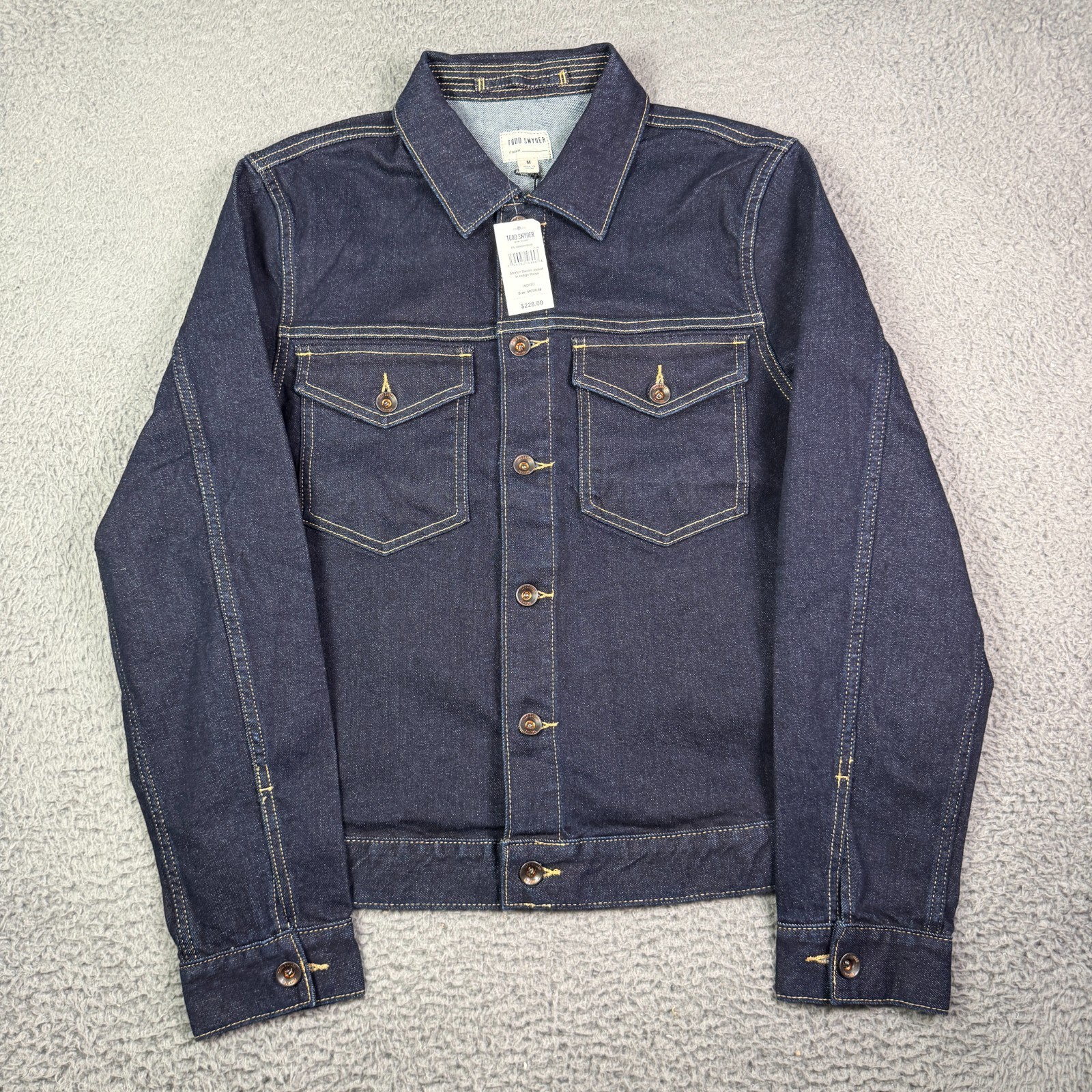 Todd Snyder Denim Jacket Mens Medium Indigo Rinse Dark Blue Trucker Pockets NEW