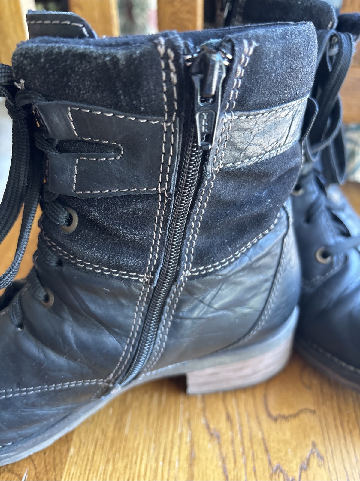 Dromedaris Womens Kara Leather & Suede Lace Up Boot in Black Size 39