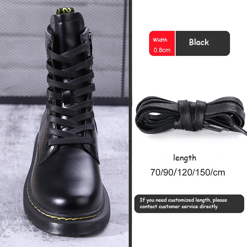 1 Pair Waxed Cotton Shoelaces 0.8CM Width Flat Waterproof Shoe Laces Unisex Boot