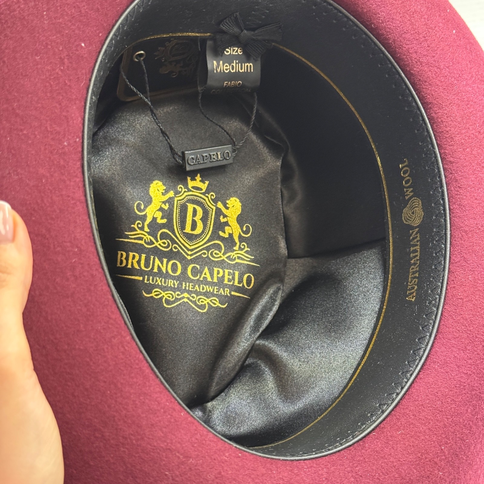 Bruno Capelo Giovani Fedora Burgundy medium size w/box