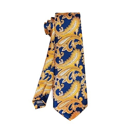 5PCS Men’s Silk Necktie Set with Pocket Square, Cufflinks, Gold Ring & Lapel Pin