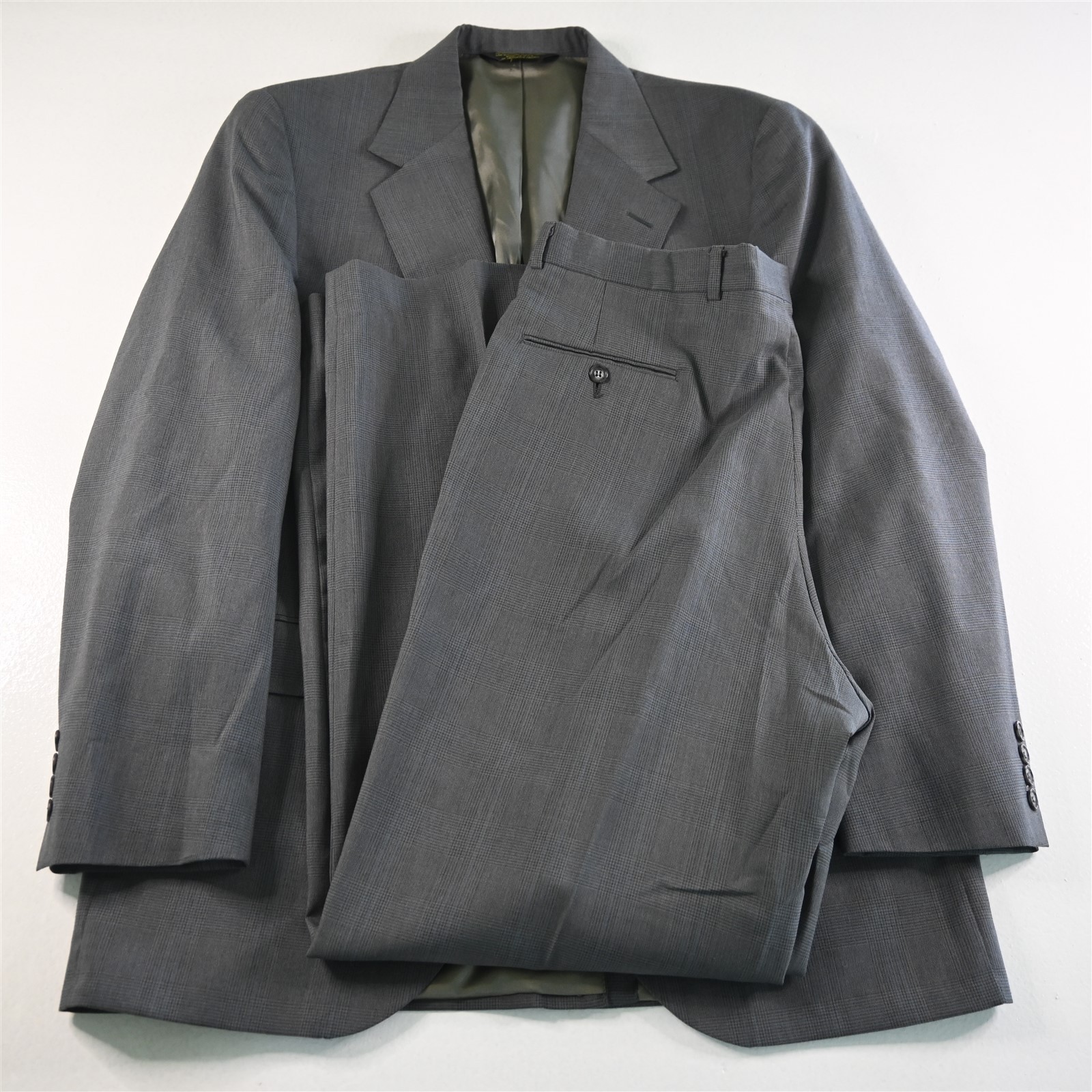 Vtg Deansgate 42L 36×32 Gray Glenn Check USA Made Wool Mens Jacket Pants Suit