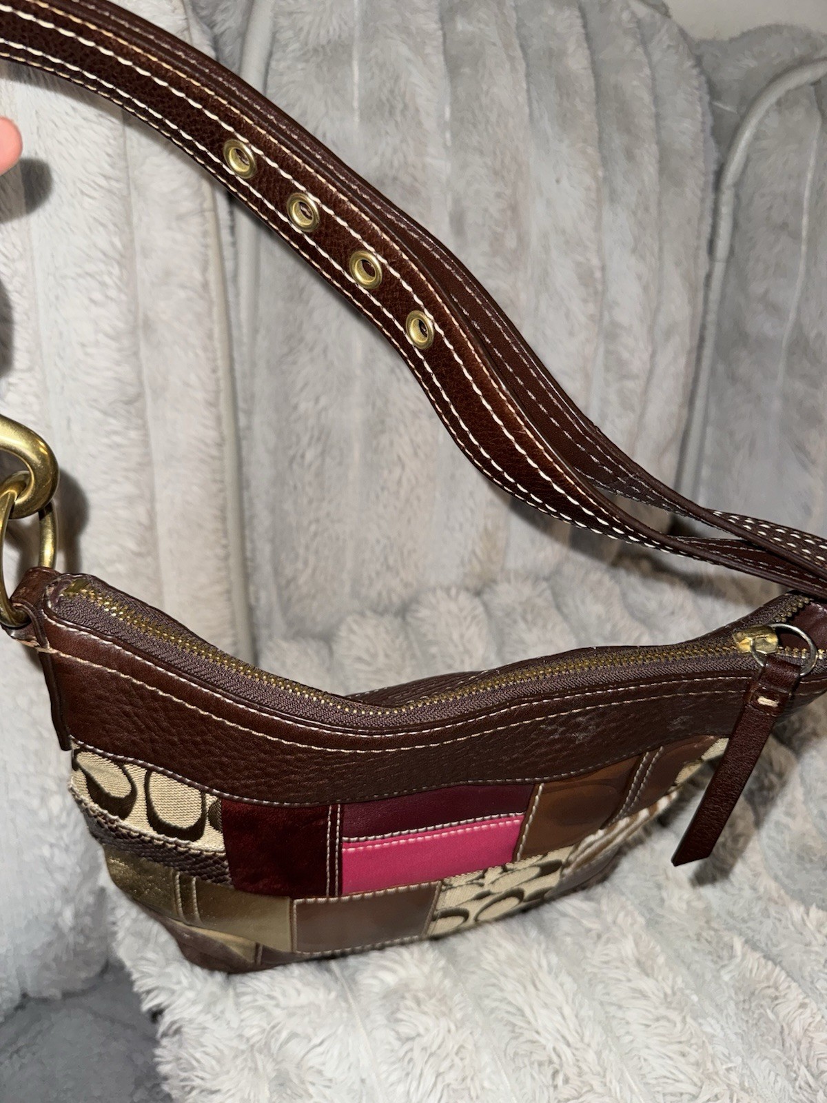 Coach Patchwork Shoulder Bag Item 10435 EUC Multicolor Gold Hardware
