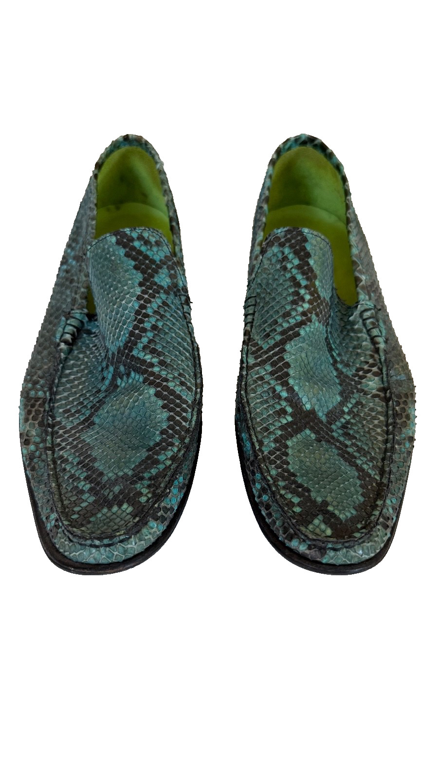 Versace Python Loafers Turquoise Green Medusa Slip-On Men EU 45 US 11.5 Italy