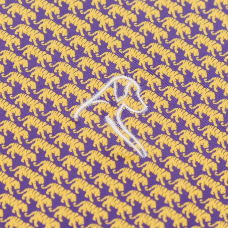 💎 Rhoback MENS LSU Mike Tiger Golf Polo Shirt Active Stretch Low Purple 🐯