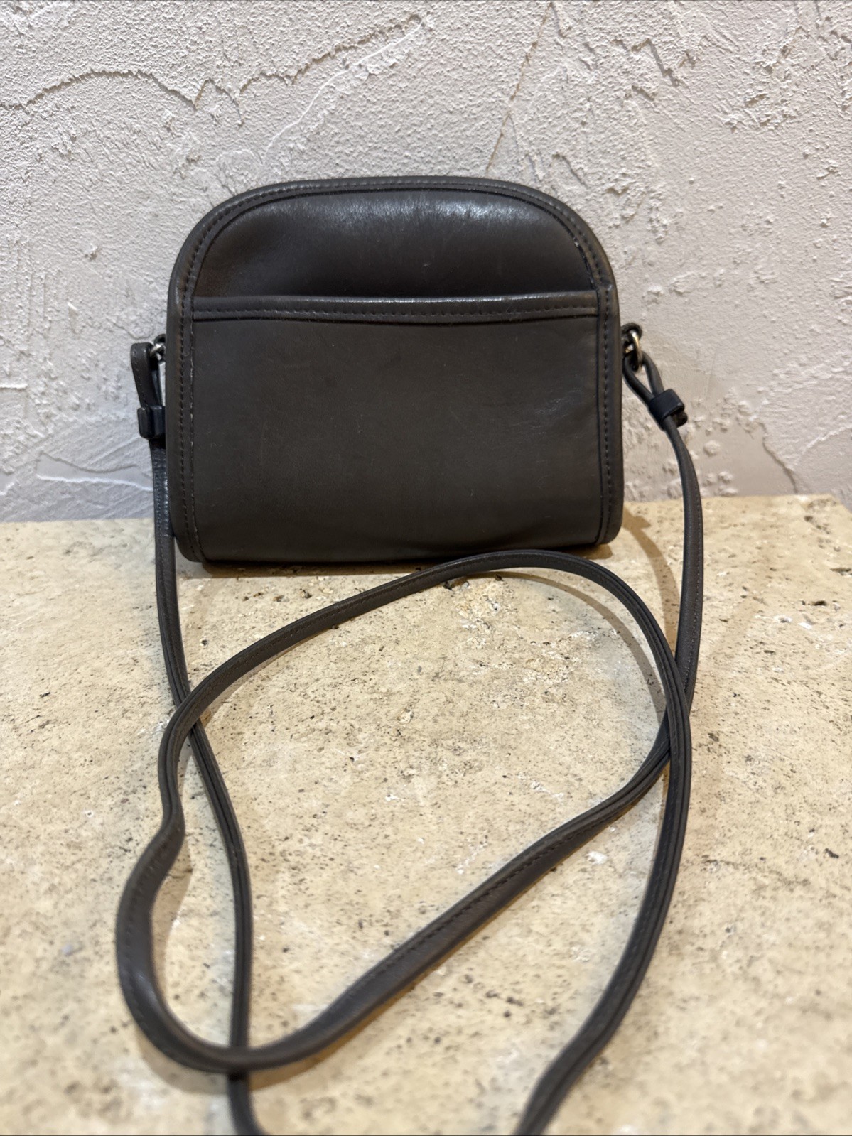 Vintage Coach Abbie Zip 9017 Slate Gray Leather Crossbody Bag USA
