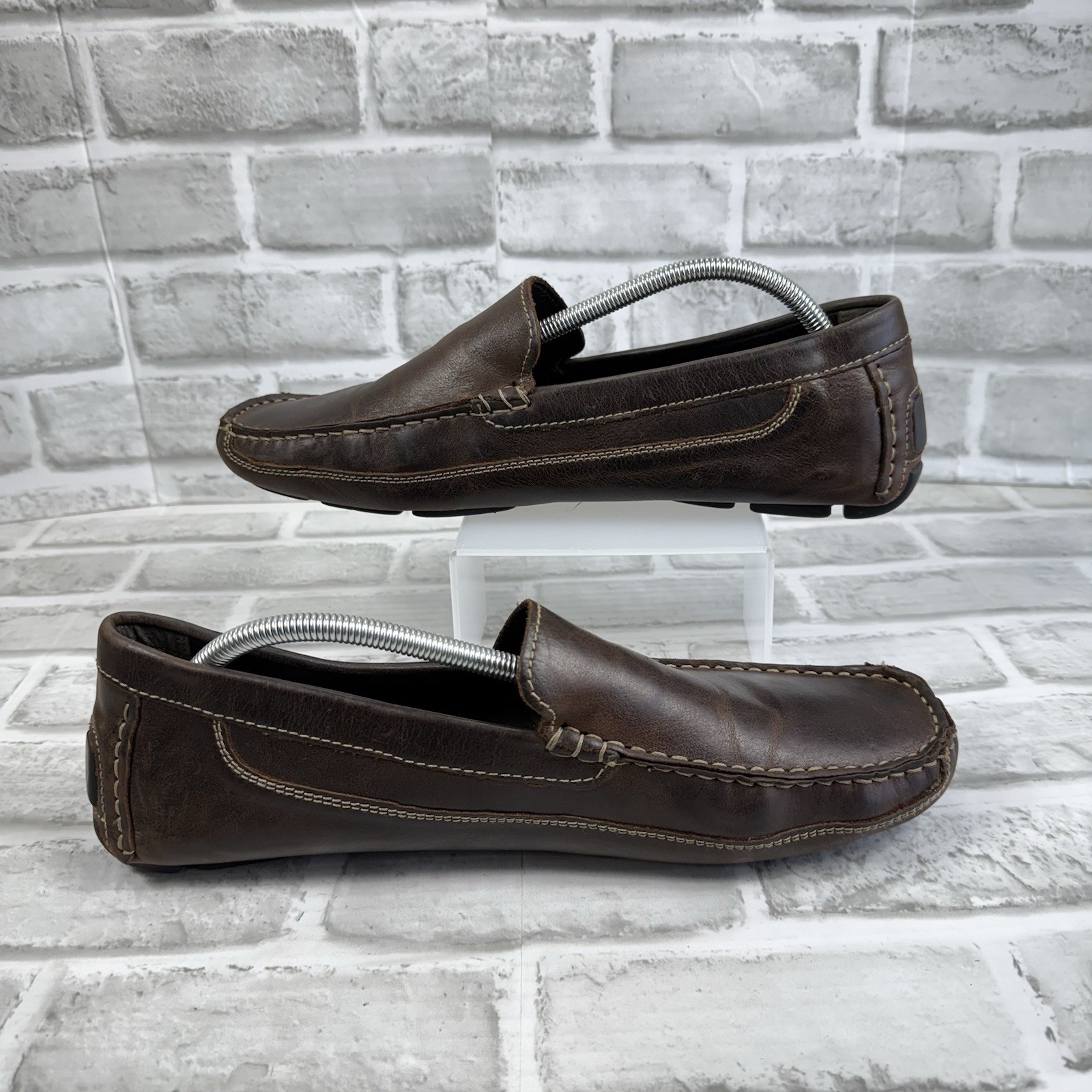 JF J Ferrar Men’s Size 11 Brown Leather Slip On Moc Driving Loafer Shoes