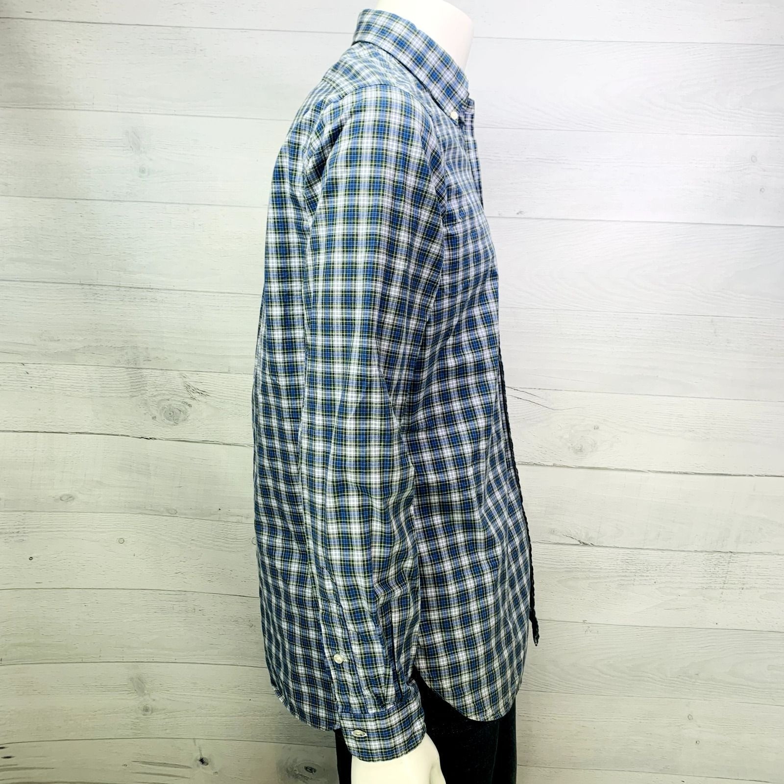 Ralph Lauren Mens Dress Shirt Button Down Blue Green Plaid Size 15.5 – 39 | M