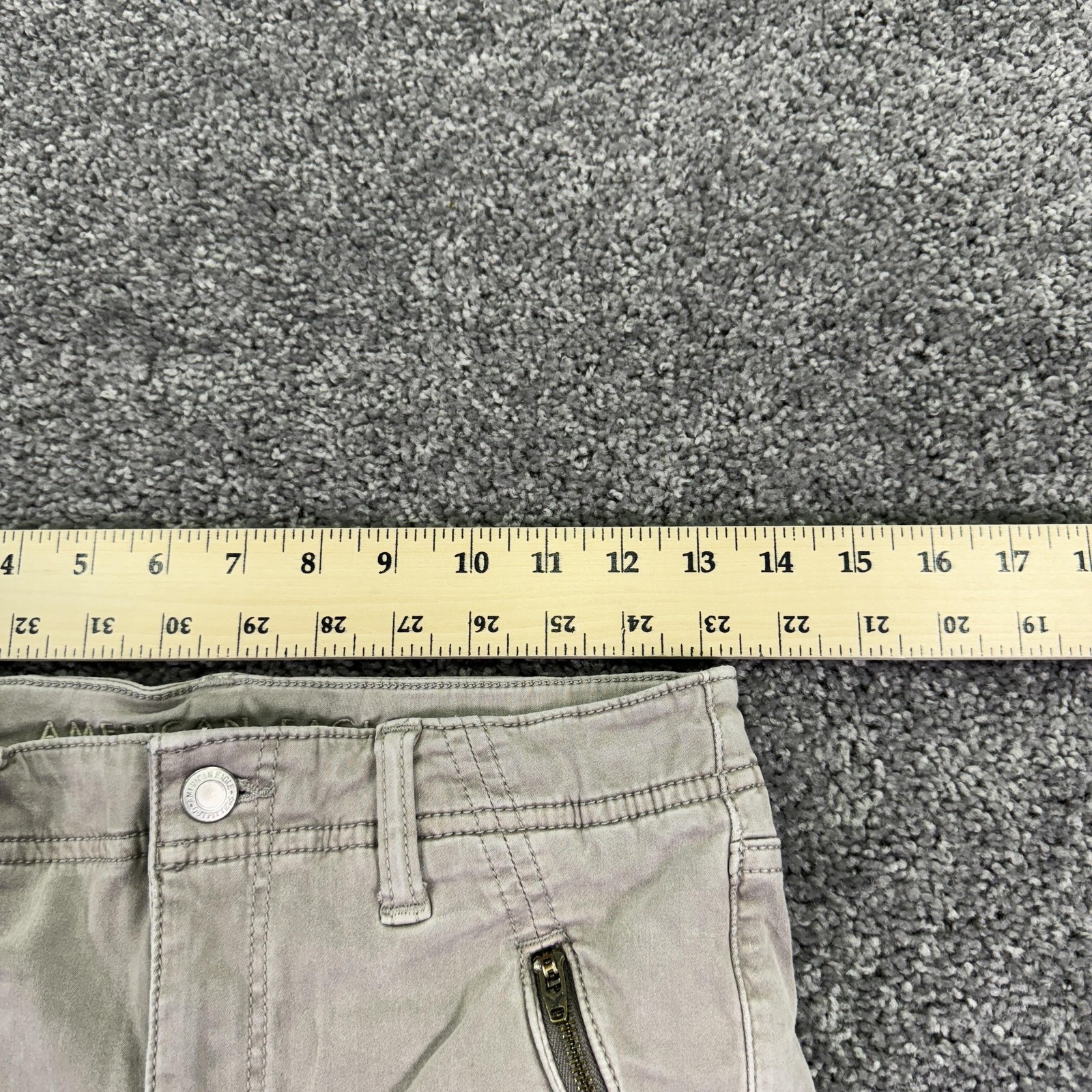 American Eagle Jeans Womens 8 Beige Pink Super Hi Rise Jegging Ankle Zip Stretch