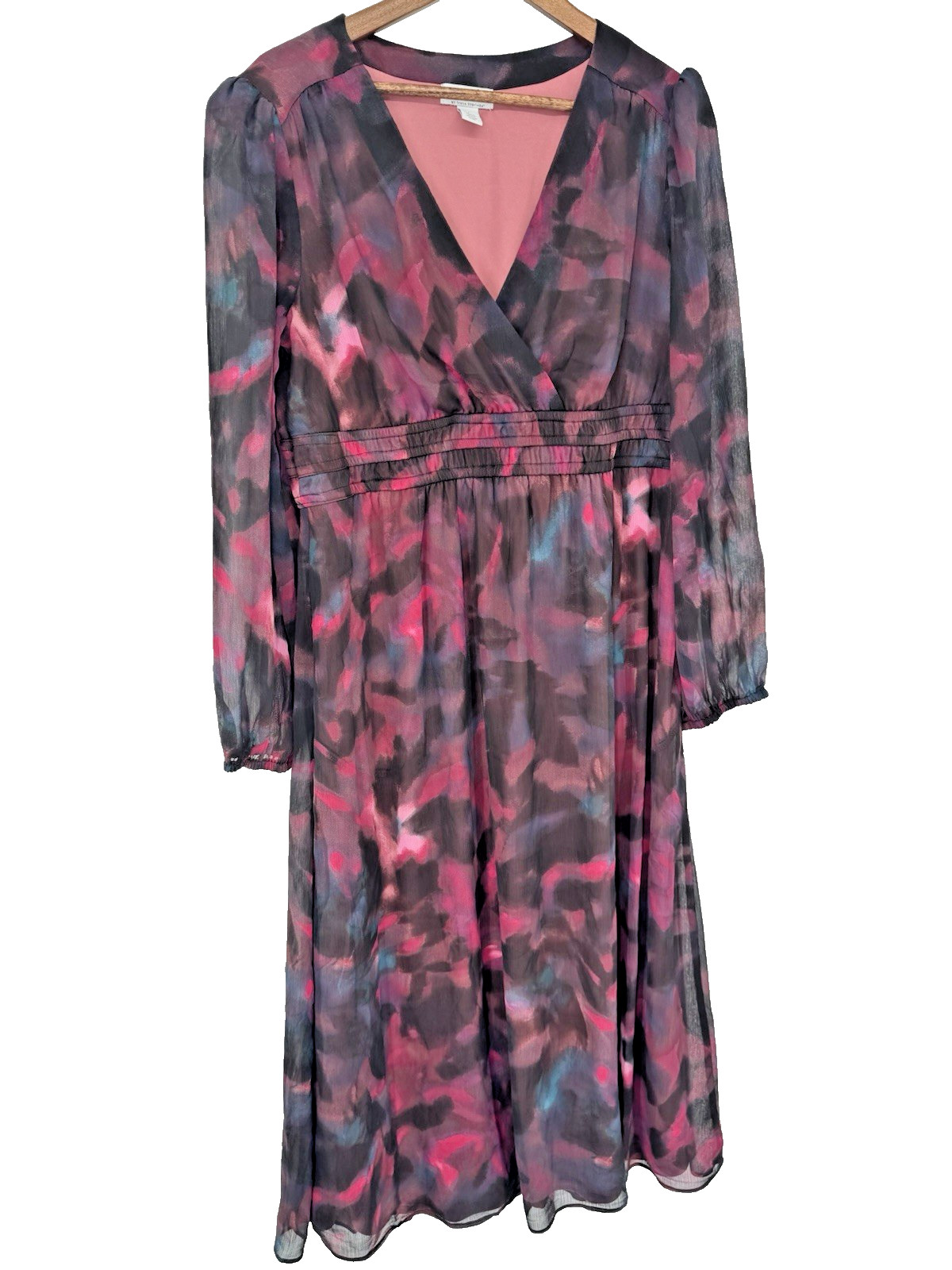 New Sophia Vergara Empire Waist Midi Chiffon Dress watercolor fairy spring