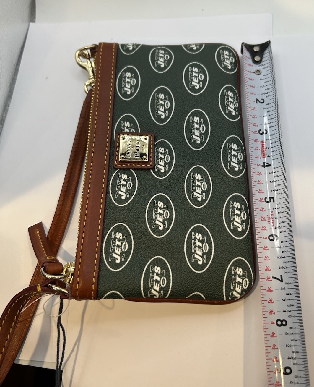 Dooney & Bourke NFL New York Jets Wristlet 7.75″W x .75″H x 4.5″D