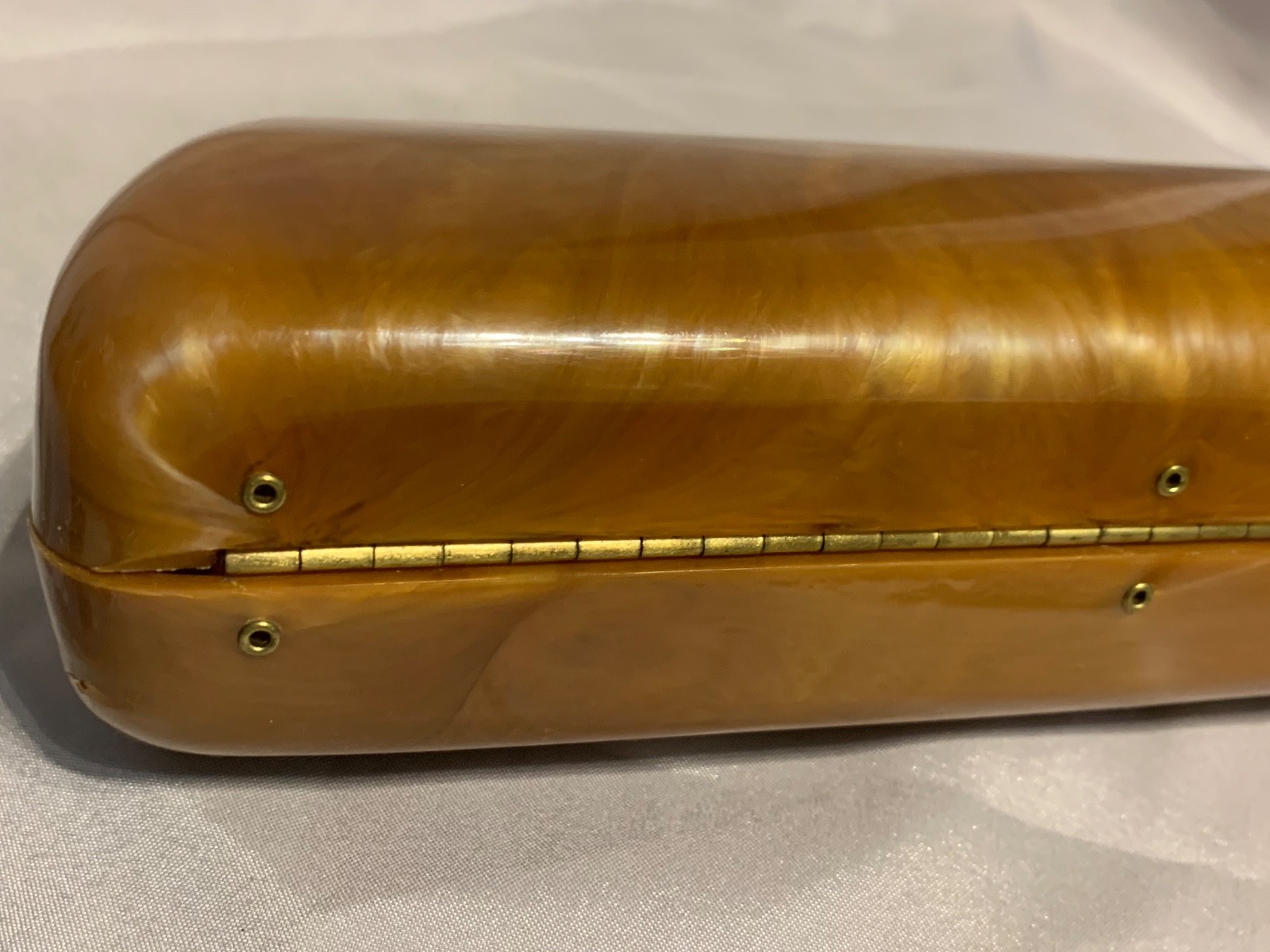 ART DECO Butterscotch TORTOISESHELL AMBER TONE BAKELITE LUCITE Clutch Purse