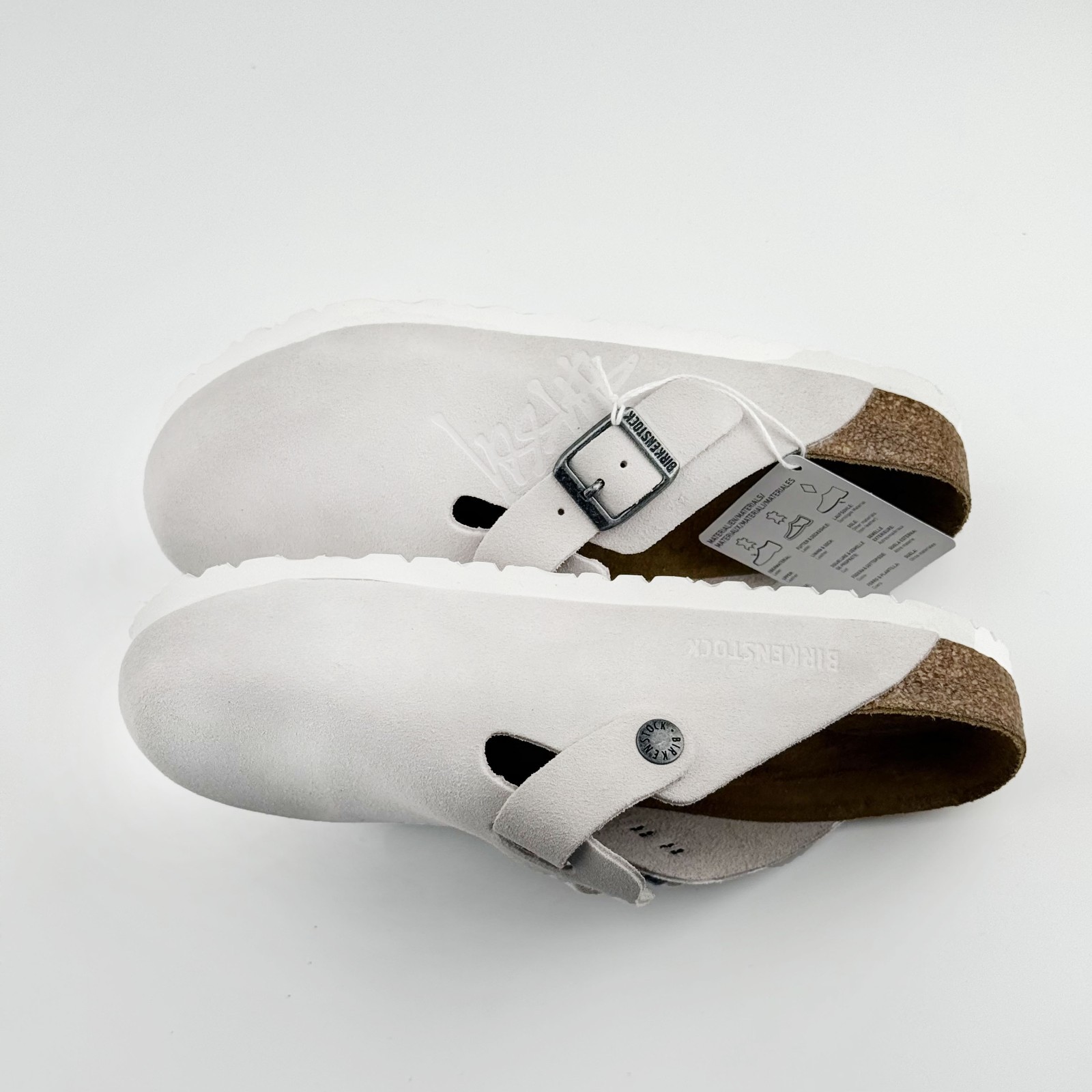 Birkenstock Boston X Stussy Suede Comfort Clog White Women’s and Men’s Shoes