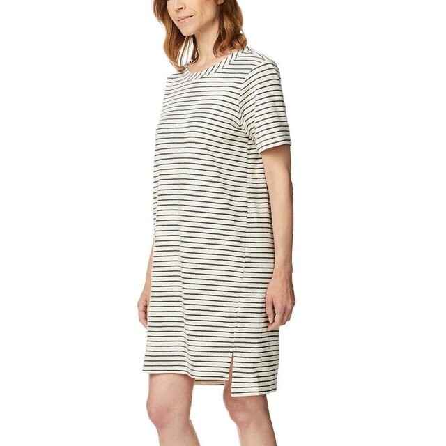 Buffalo Knit Striped Short Sleeve T-shirt Dress ~ Off White / Moss Green ~ Small