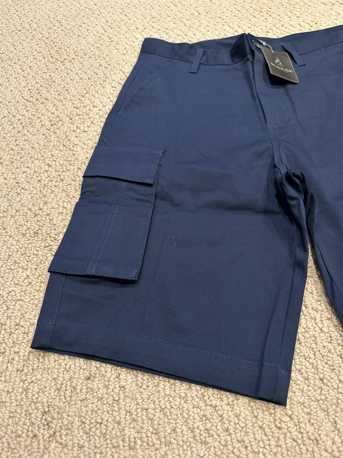 NWT Men’s Black Ice Navy Blue Cotton Cargo Pocket Shorts ALL SIZES