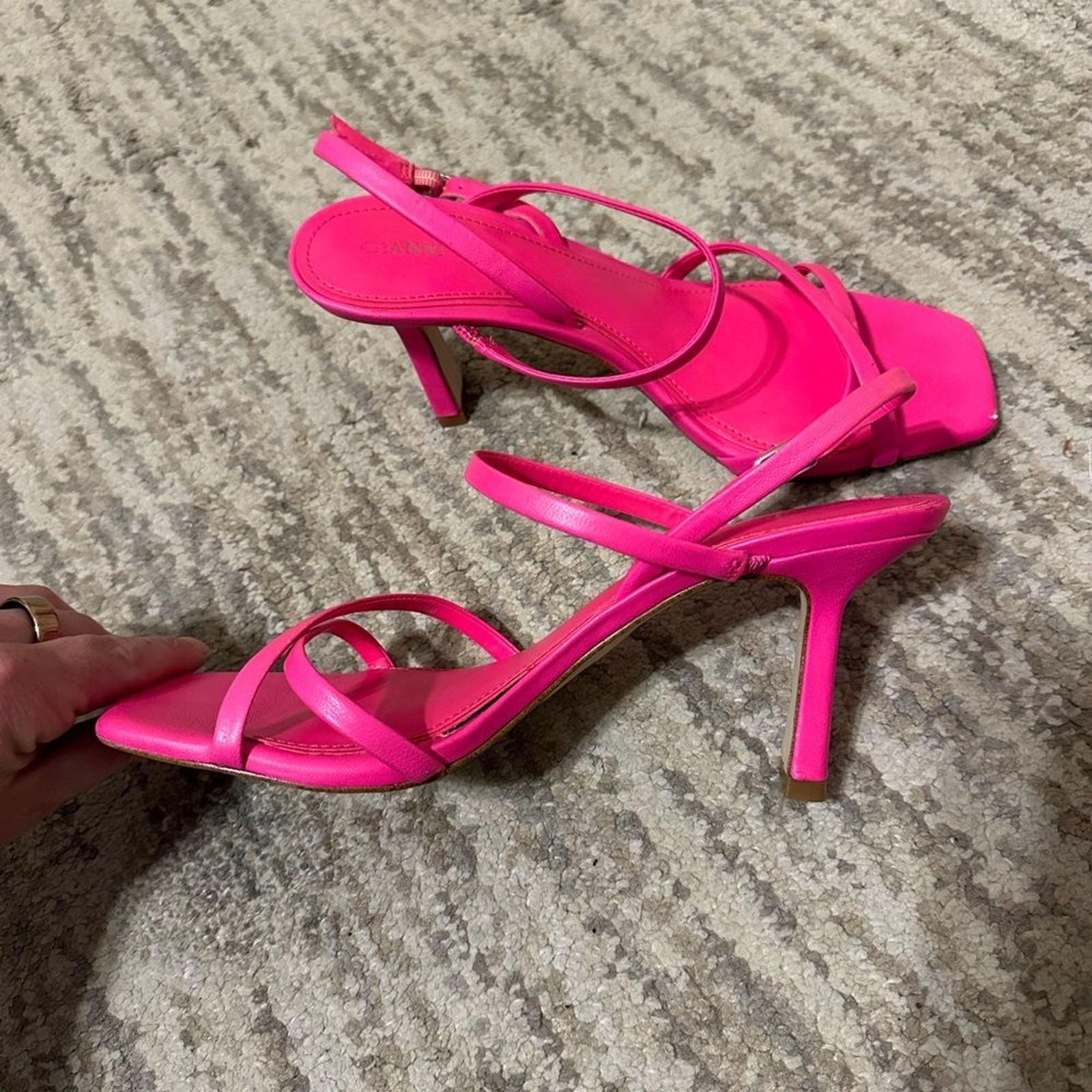 Gianni Bini Hot Pink Square Toe Strappy Heels
