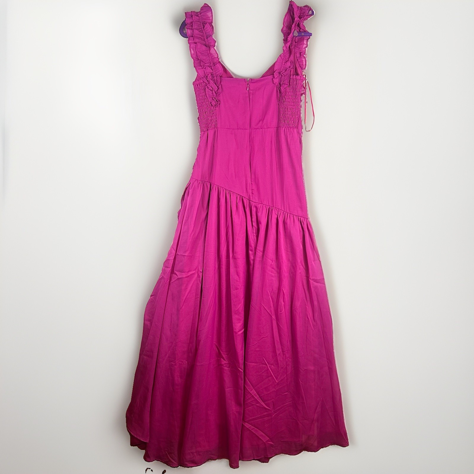 NWOT Abercrombie & Fitch High Low Ruffle Strap Pink Dress Small Tall Party