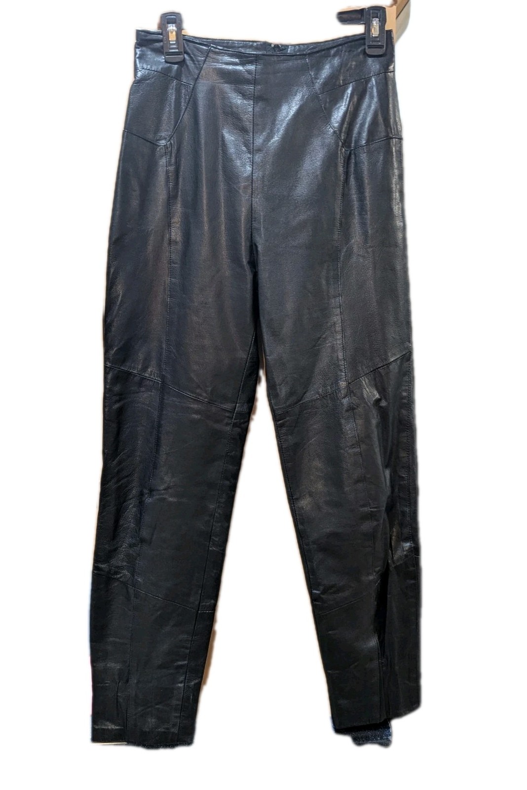 Byrnes & Baker Vintage Black Genuine Leather Lined Pants Back Zip Size 10 YKK